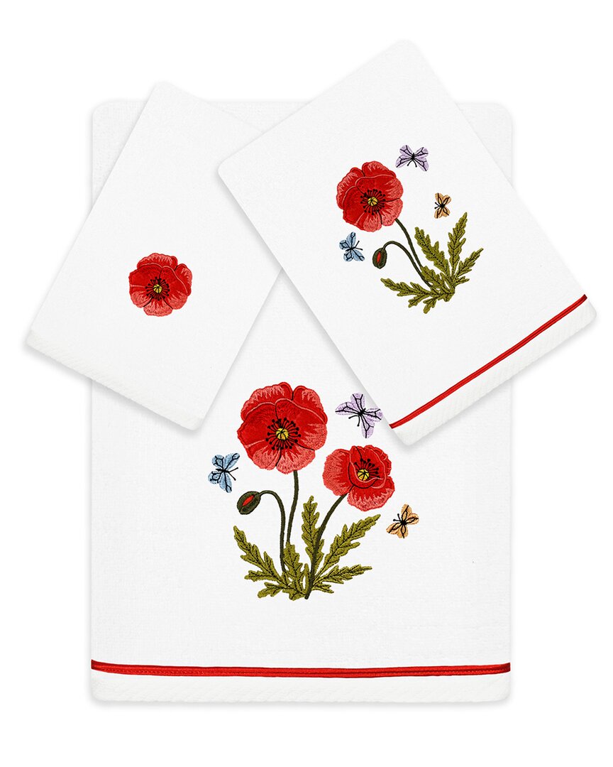 Linum Home Textiles Polly 3pc Embellished Turkish Cotton Towel Set