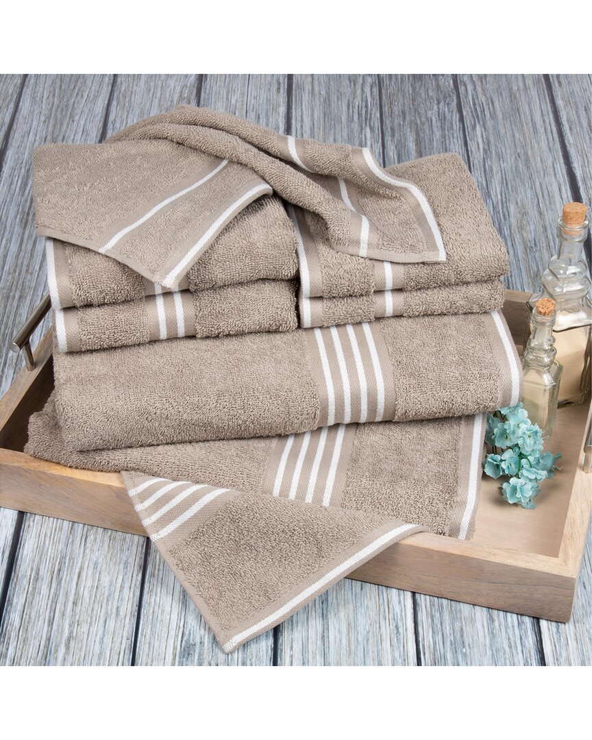 Lavish Home 8pc Cotton Towel Set In Taupe