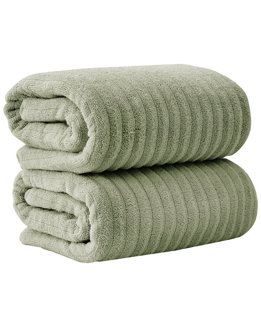 Linery & Co . 2pc Karina Combed Cotton Bath Sheet Set In Green
