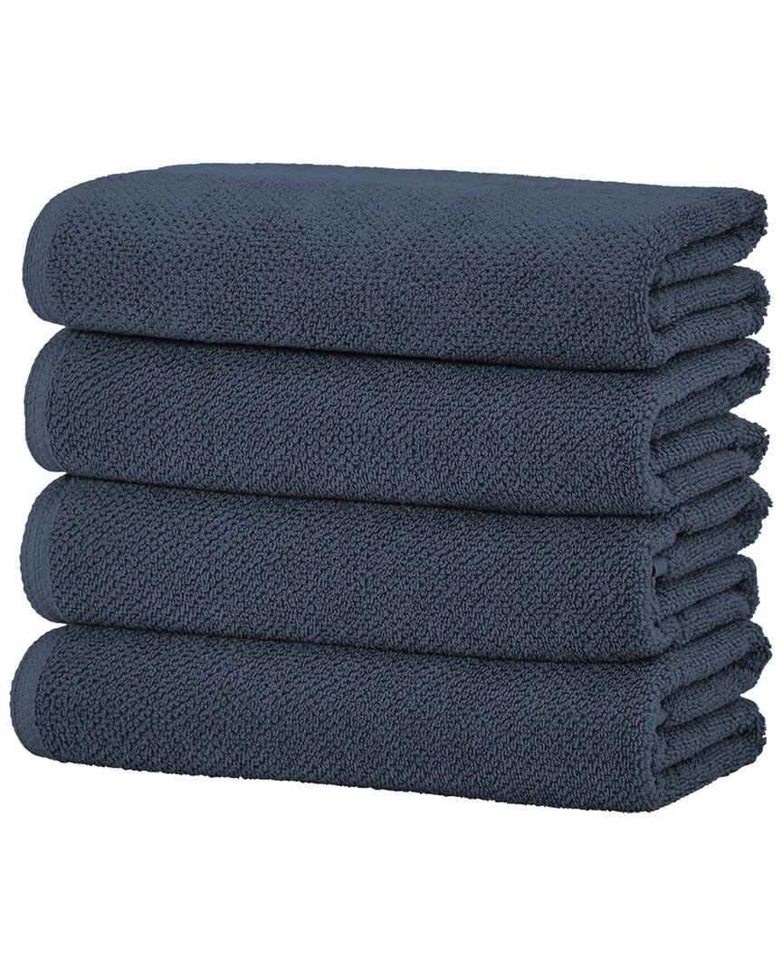 Linery & Co Luxury Cotton Textured Bath Towel In Blue