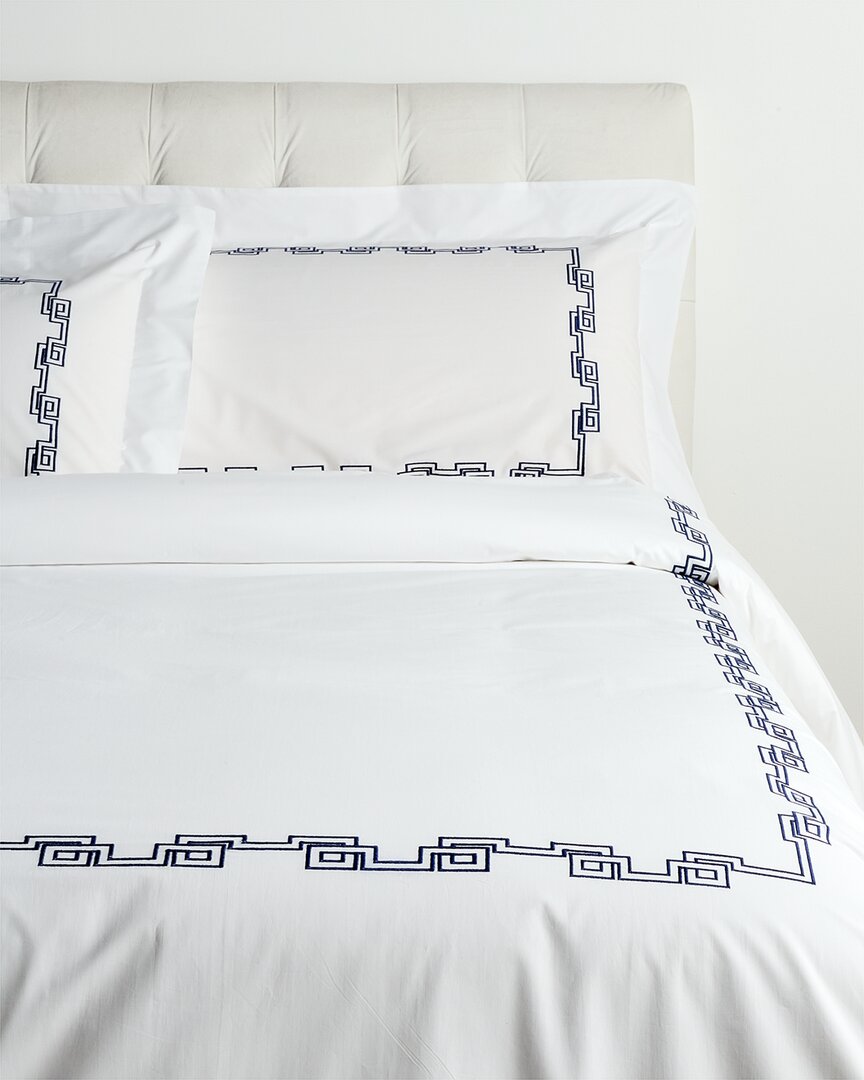 Shop Dea Italian Linens Sinfonia Toscana Greek Embroidered Duvet Set In White