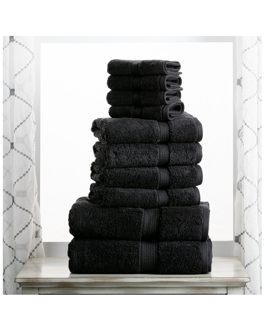 Superior Highly Absorbent 10pc Ultra Plush Towel Set In Black
