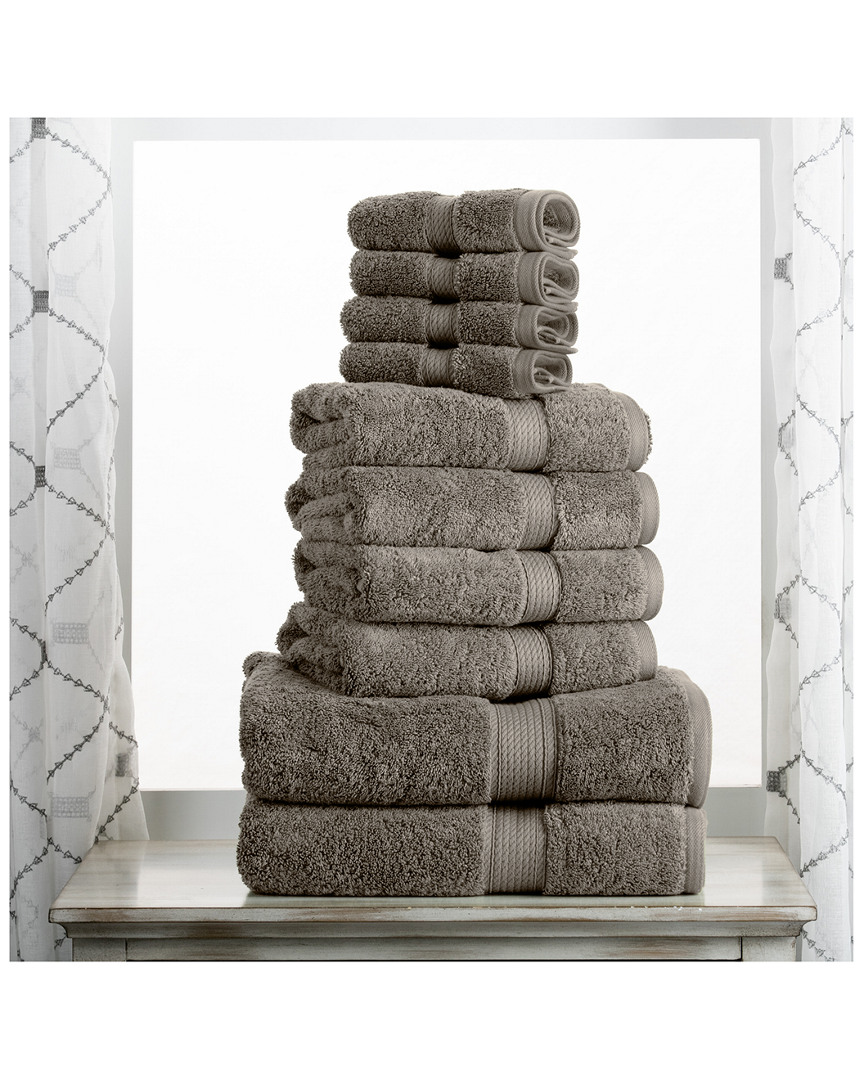 Superior Highly Absorbent 10pc Ultra Plush Towel Set In Charcoal