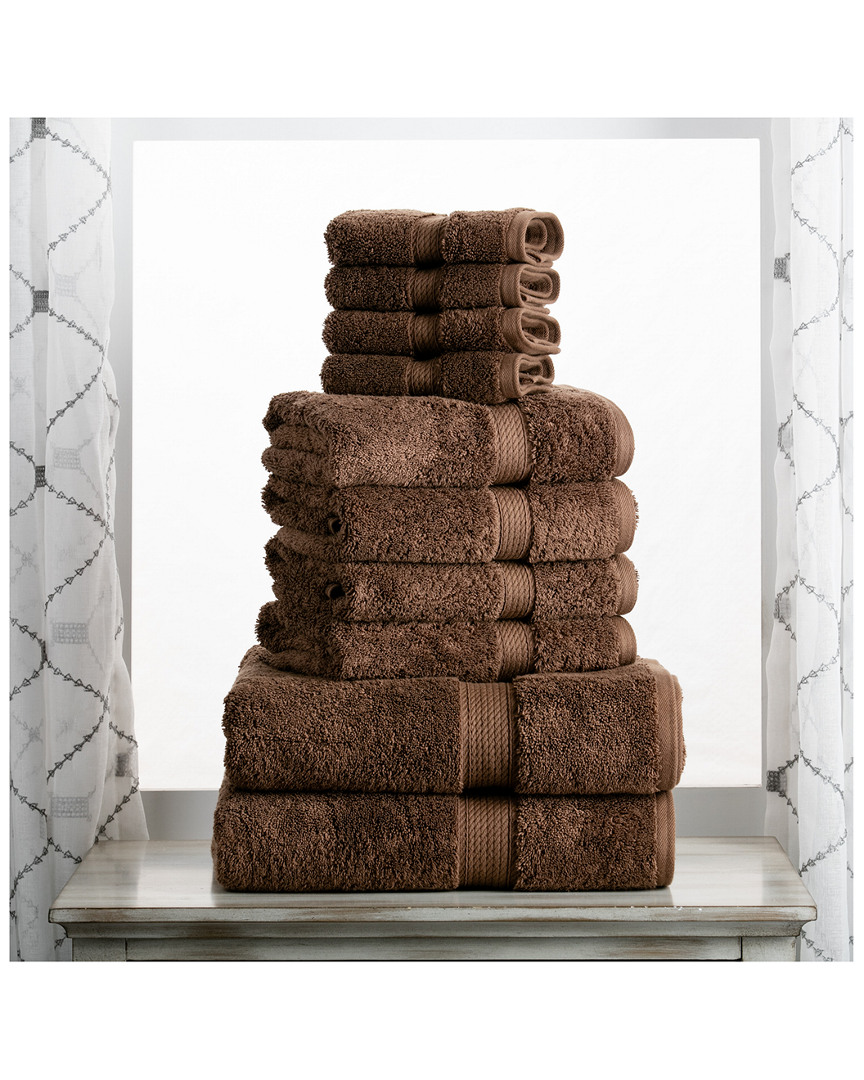 Superior Highly Absorbent 10pc Ultra Plush Towel Set In Chocolate