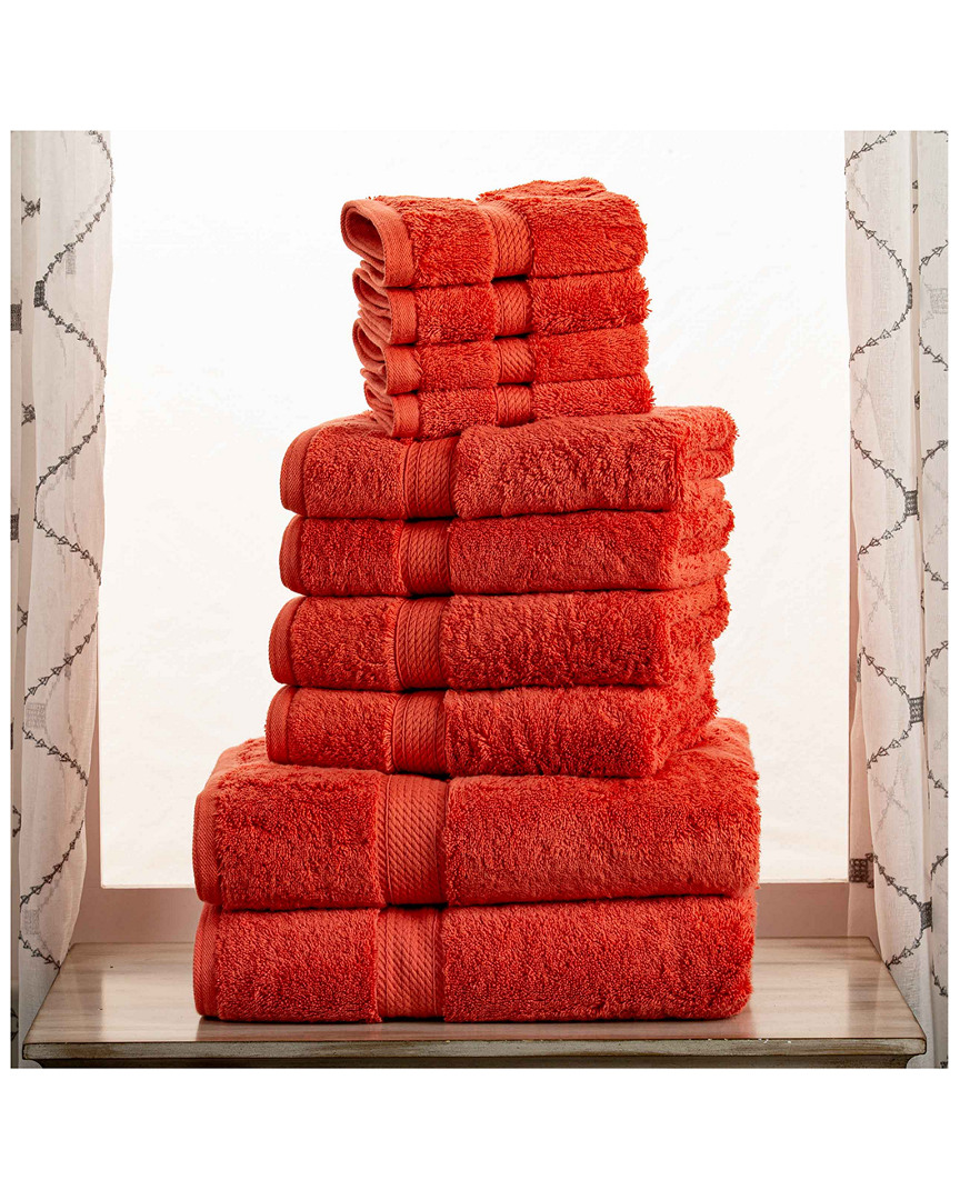 Superior Highly Absorbent 10pc Ultra Plush Towel Set In Red