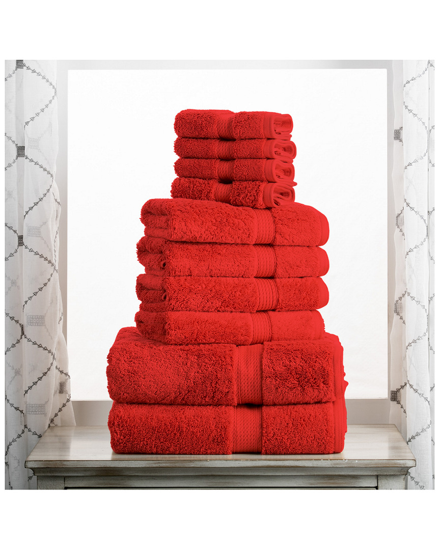 Superior Highly Absorbent 10pc Ultra Plush Towel Set In Red