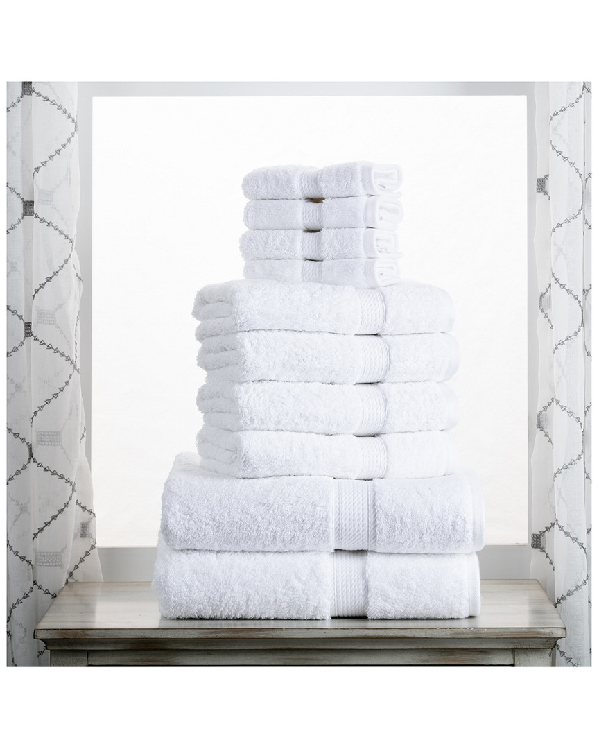 Superior Highly Absorbent 10pc Ultra Plush Towel Set In White