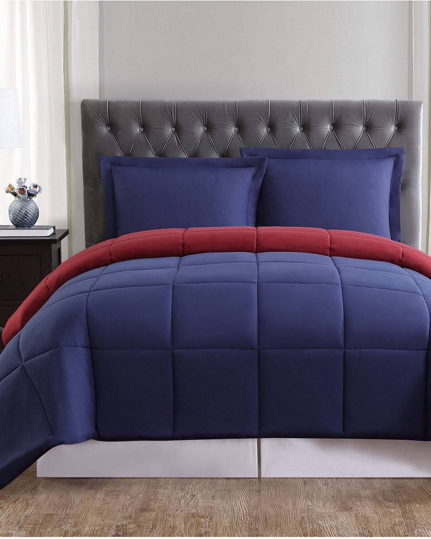 Truly Soft Everyday Navy & Burgundy Reversible Comforter Set