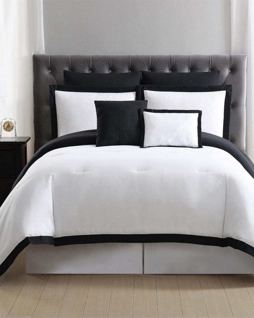 Truly Soft Everyday Hotel Border White & Black 7pc Comforter Set