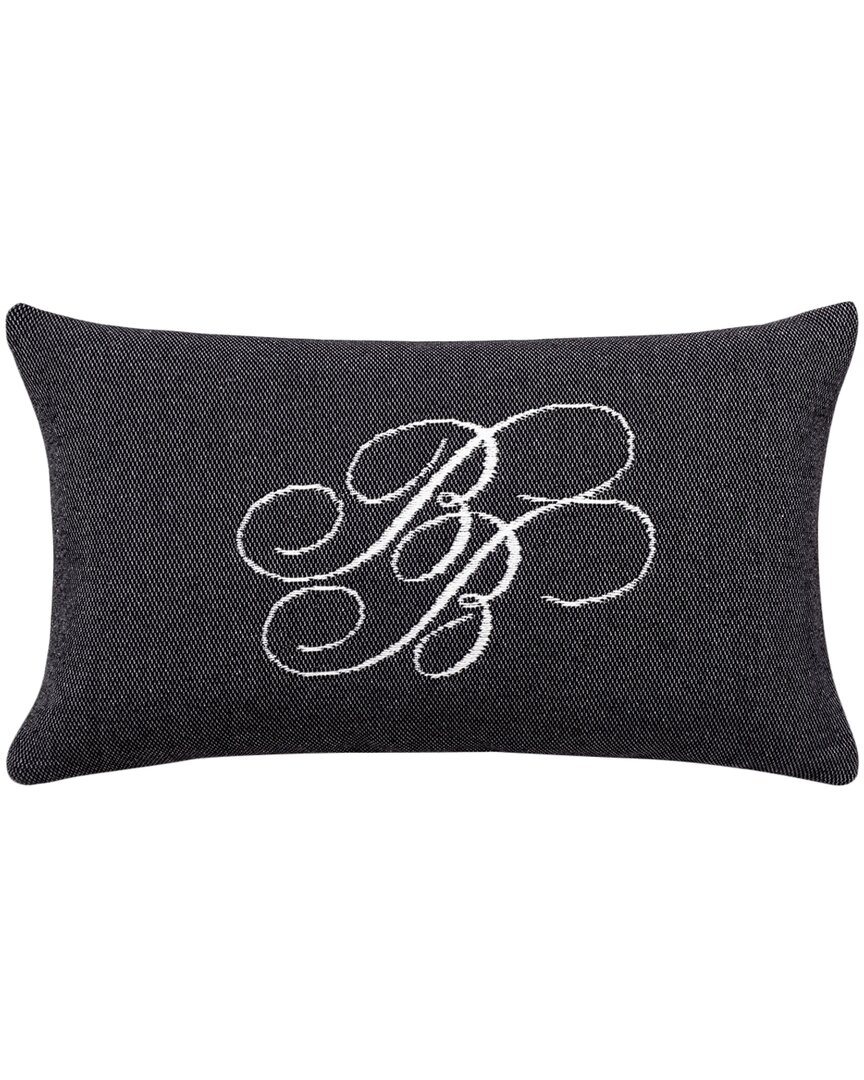 Brooks Brothers Bb Monogram Decorative Cotton Pillow In Black