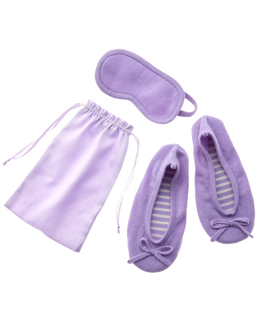 Sofia Cashmere Sofiacashmere Cashmere Ballet Slipper & Eye Mask Set With Drawstring Pouch In Purple