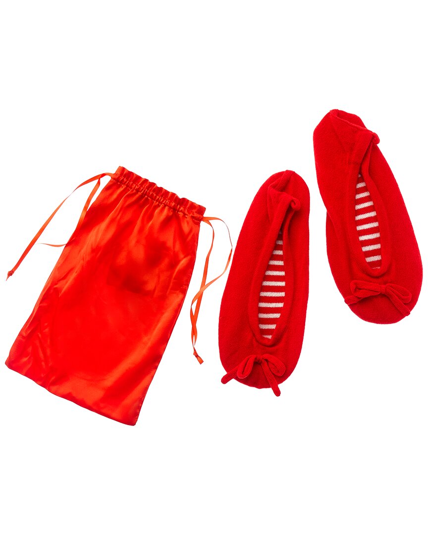 Sofia Cashmere Sofiacashmere Cashmere Knitted Ballet Slipper With Drawstring Pouch