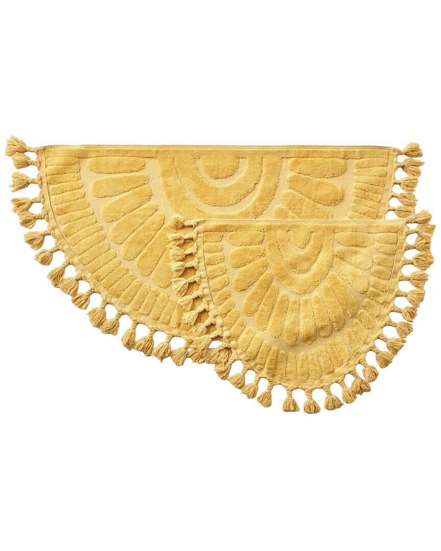 Bella Maison Sunshine Tasseled Cotton Bath Mat Set In Yellow