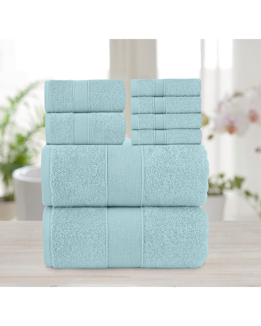 Shop Chic Home Premium 8pc Pure Turkish Cotton Towel Set In Blue