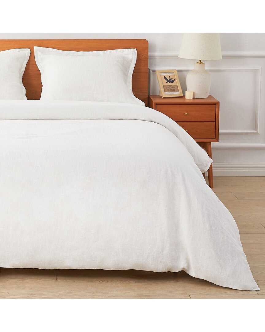 Melange Mélange Home European Linen Duvet Set In White