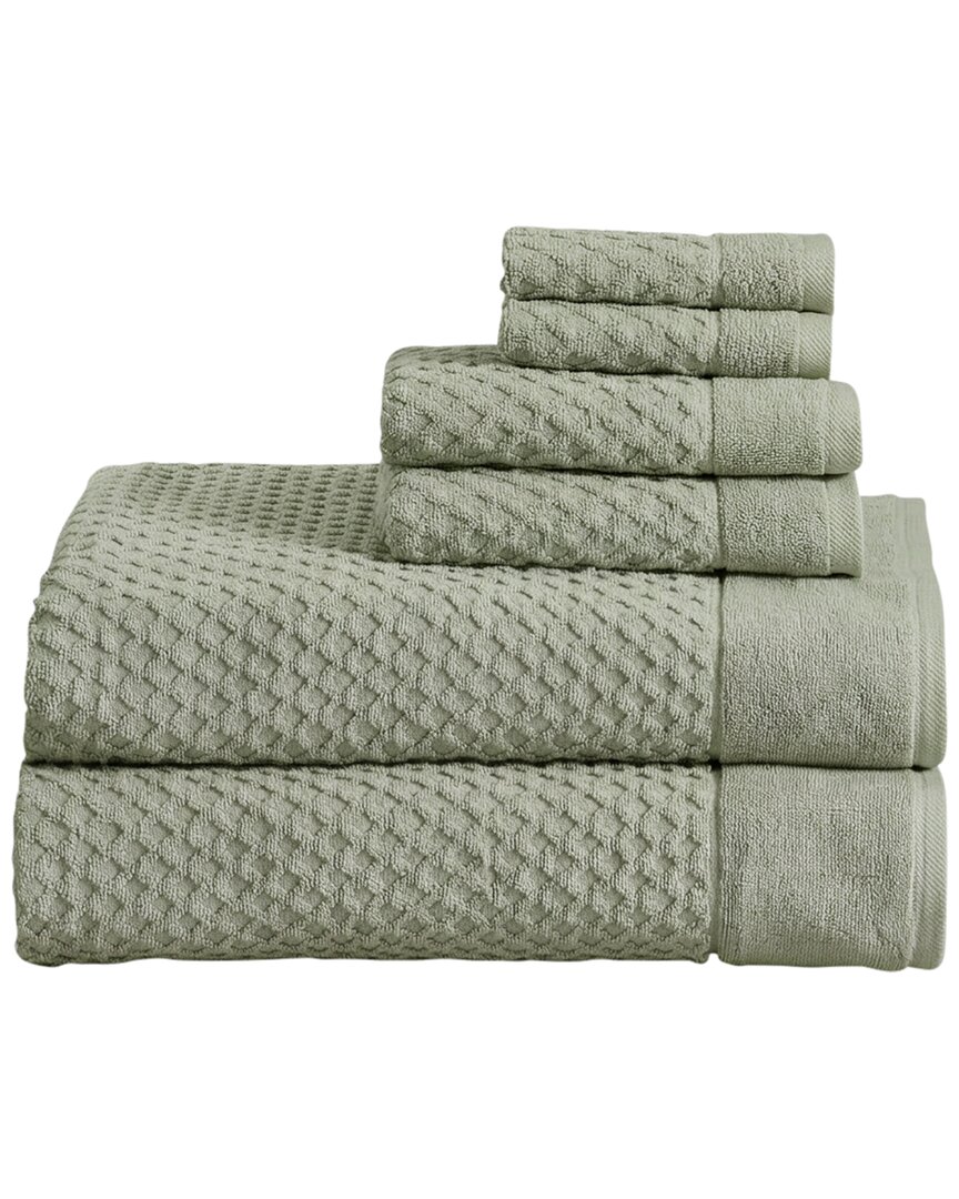 Linery & Co . Cotton Diamond Waffle Texture 6pc Bath Sheet Set
