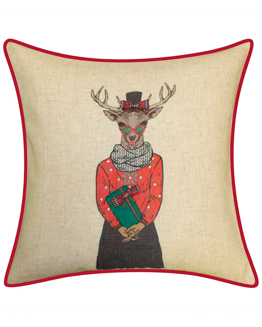 Shop Edie Home Holiday Christmas Plaid Reindeer Girlfriend Decorative Pillow In Multi