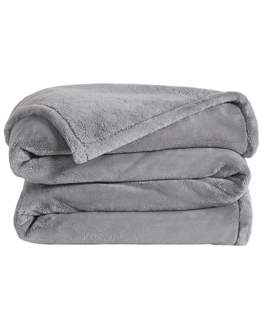 Royal Velvet Lavish Plush Solid Blanket In Grey