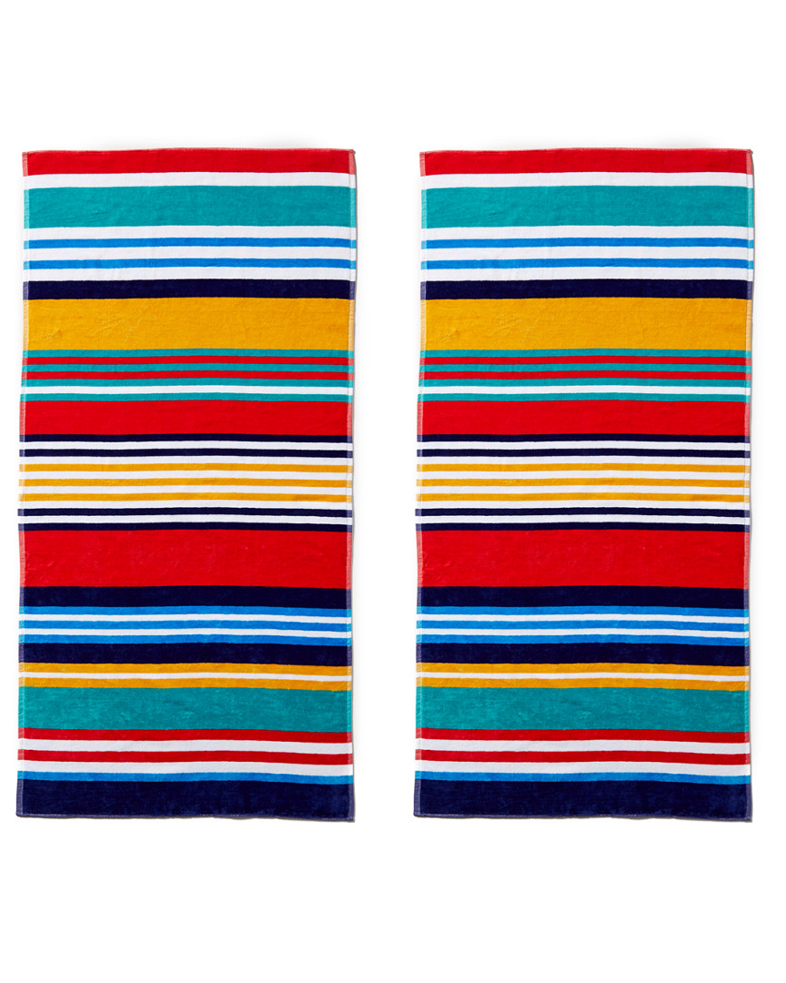 Home City Set Of Two Stripes Multi Beach Towels In Multi
