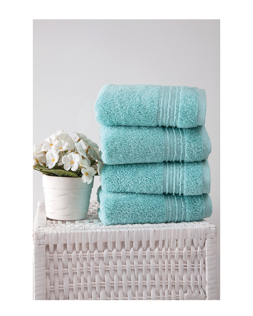 Ozan Premium Home Cascade Hand Towels (set Of 4) In Aqua