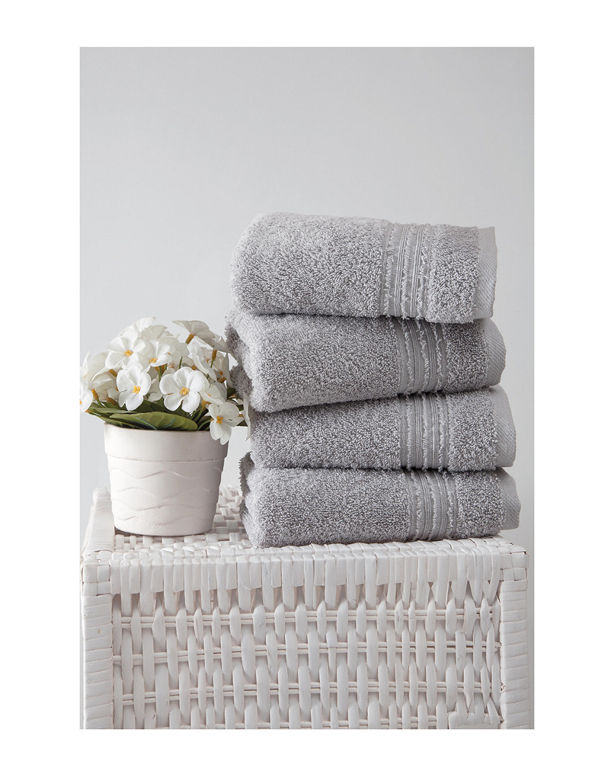 Ozan Premium Home Cascade Hand Towels Set Of 4 In Gray