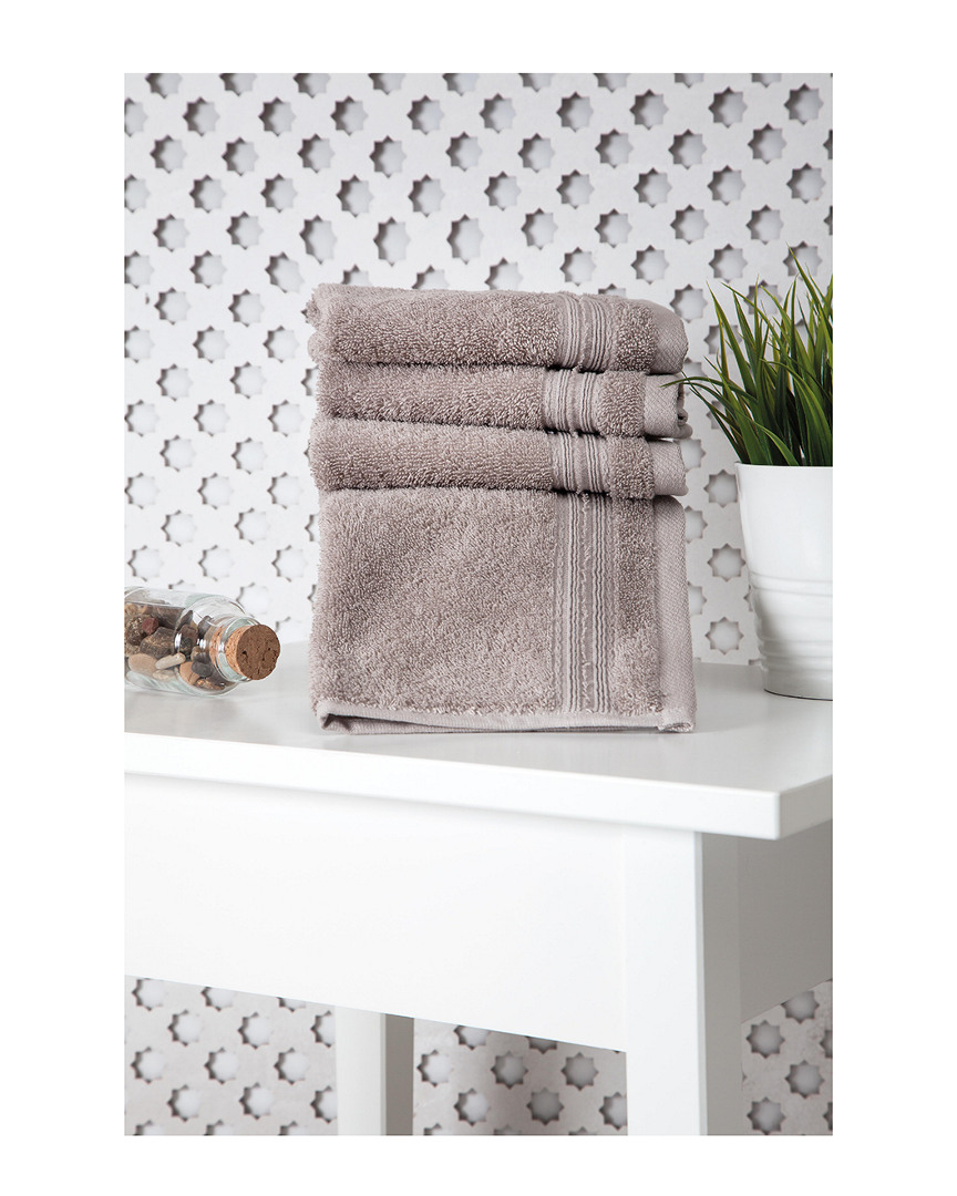 Ozan Premium Home Cascade Washcloths Set Of 4 In Taupe