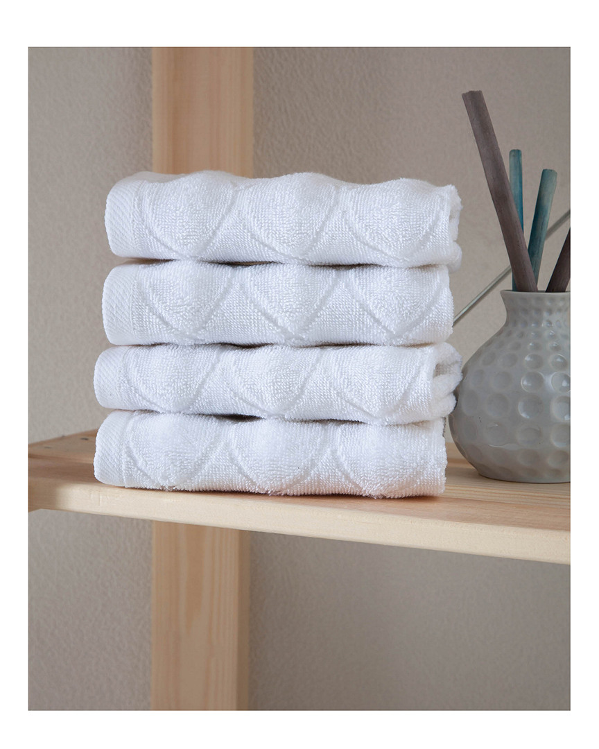 Ozan Premium Home Esperance 4pc Washcloth In White