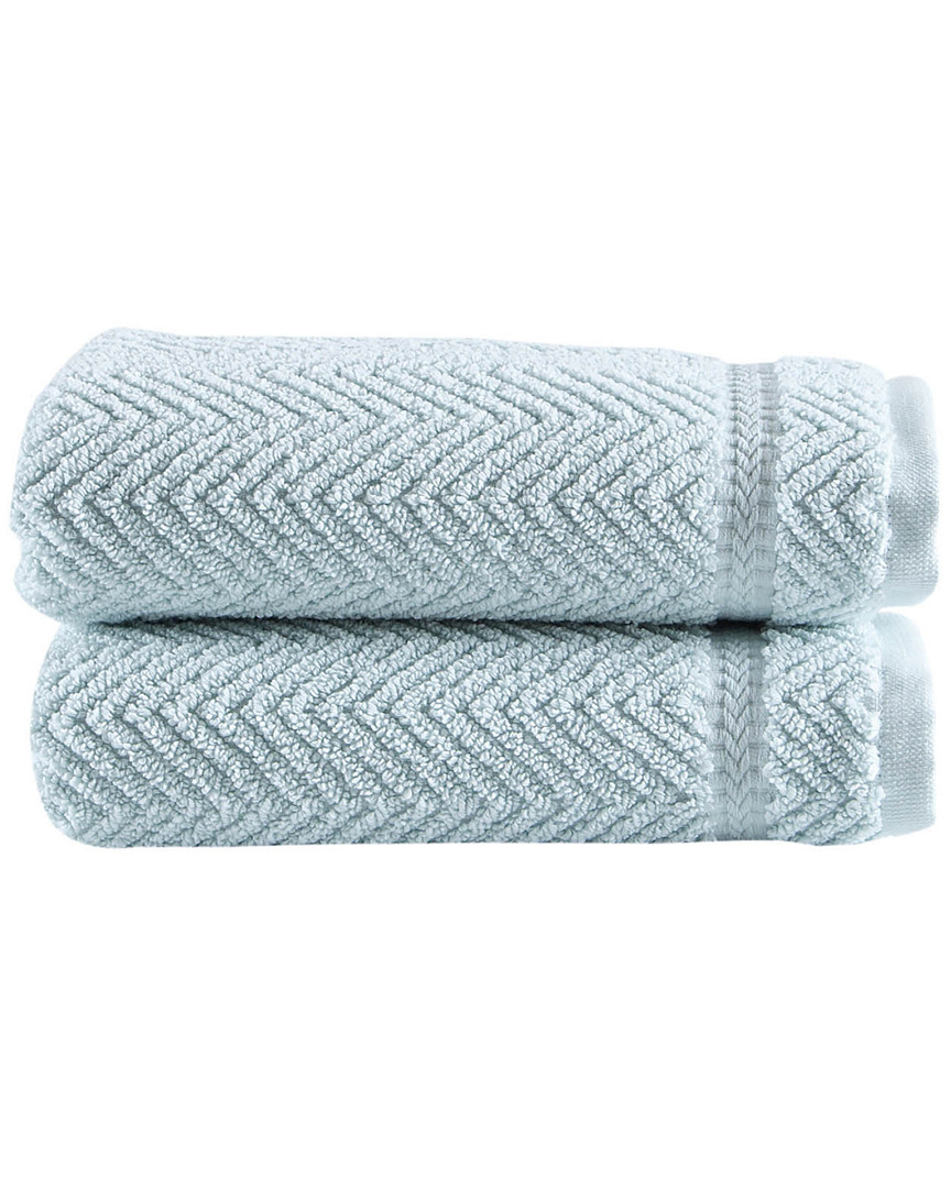 Ozan Premium Home Set Of 2 Maui Hand Towels In Aqua