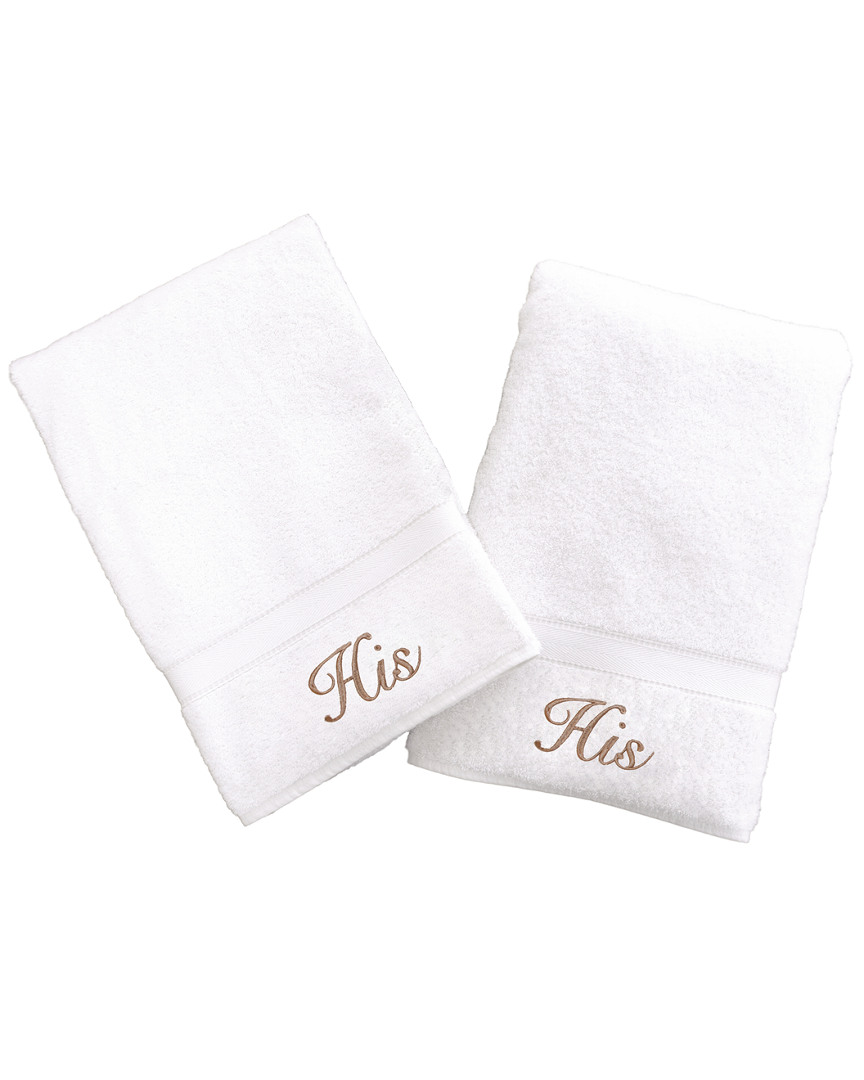 Linum Home Textiles His And His 2pc Hand Towel Set In White