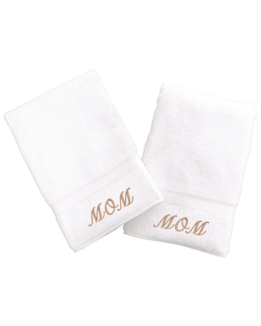 Linum Home Textiles Mom 2pc Hand Towel Set In White