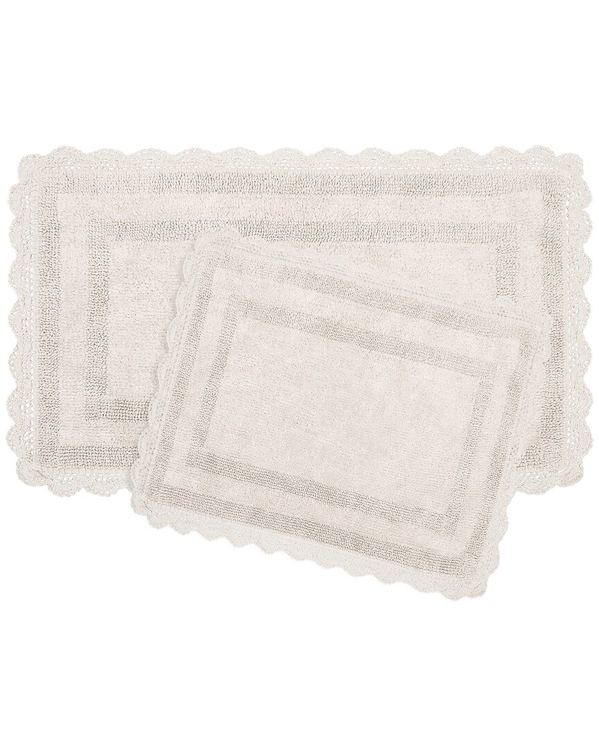 Laura Ashley Cotton Crochet 2pc Bath Rug Set