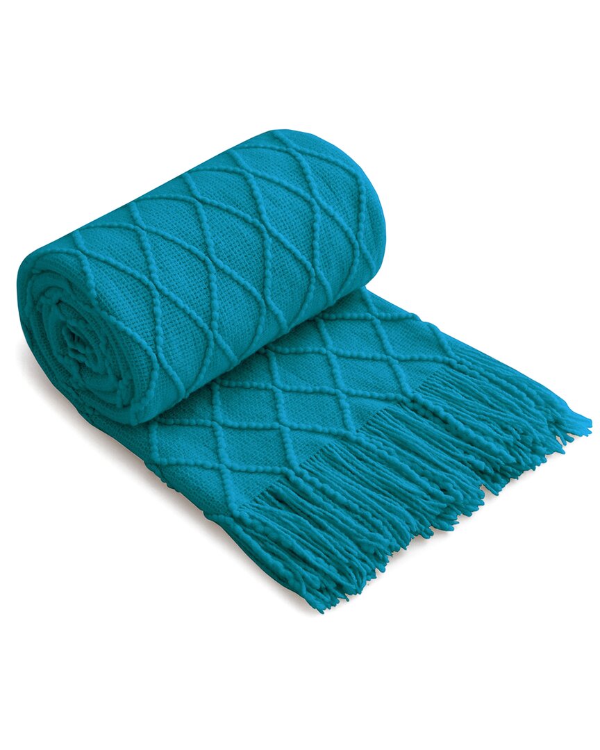 Peace Nest Knitted Diamond Throw With Fringe