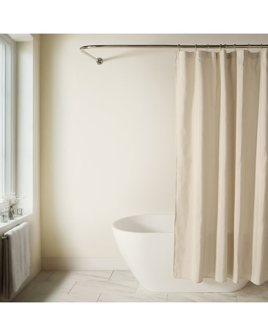 Home Collection Linen-look Textured Woven Shower Curtain In Brown