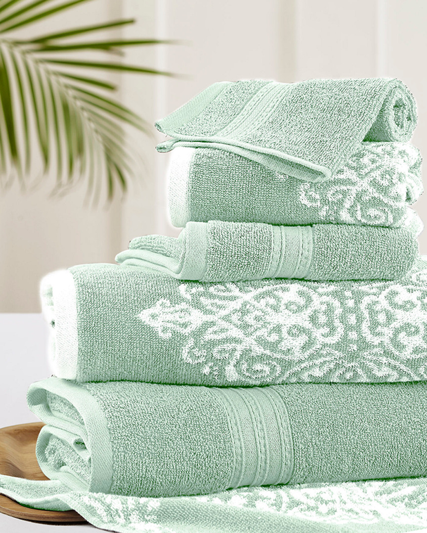 Modern Threads 6pc Reversible Yarn Dyed Jacquard Towel Set