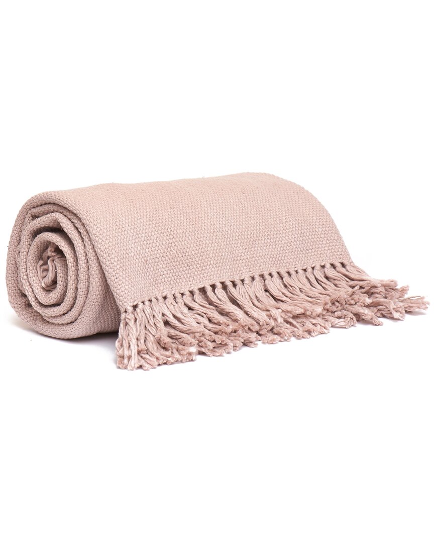 Harkaari Thick Cotton Throw With Fridge Ends In Pink