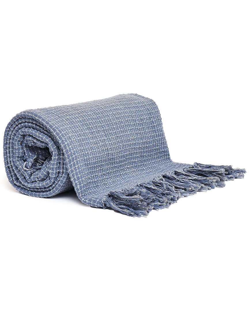 Harkaari Square Stitch Pattern Throw With Fridge Ends In Blue