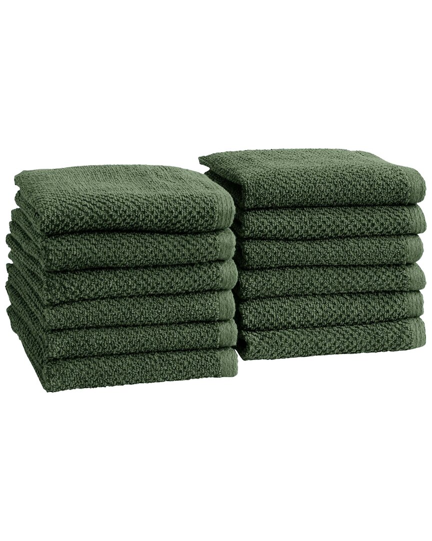 Linery & Co Luxury Cotton Textured Bath Towel In Green