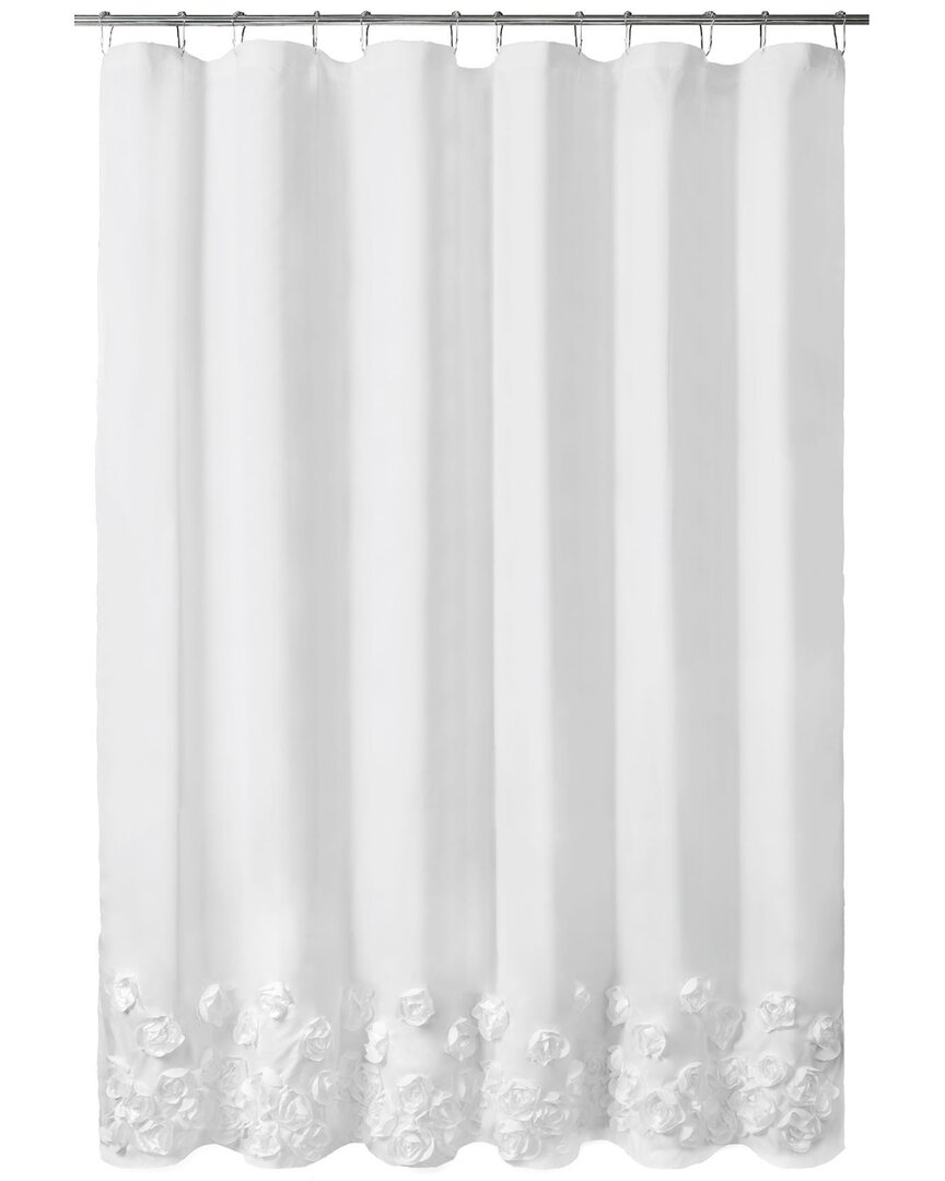 Awesome Home Floral Ruffle Shower Curtain In White