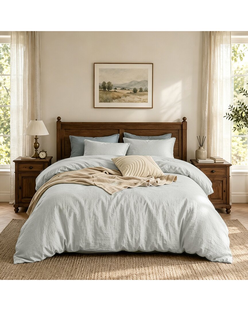 Awesome Home Linen Solid Duvet Set In Gray