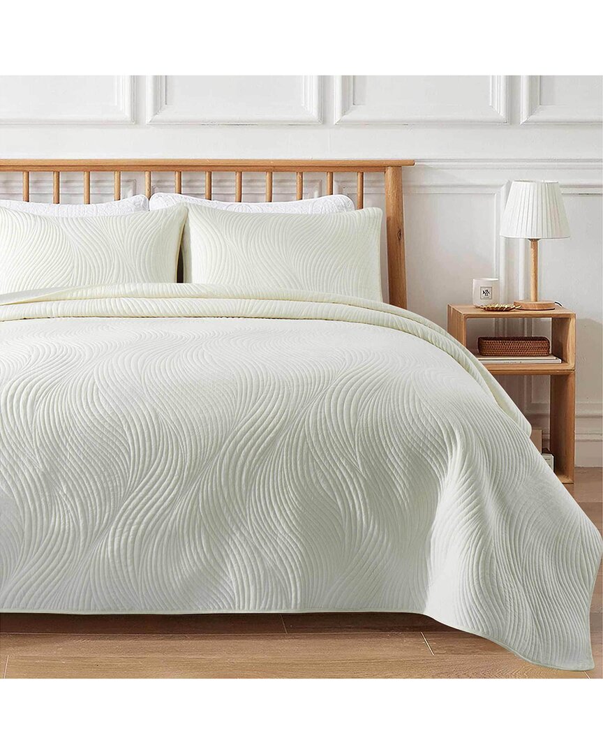 Unikome Quilted Reversible Coverlet Set In Ivory