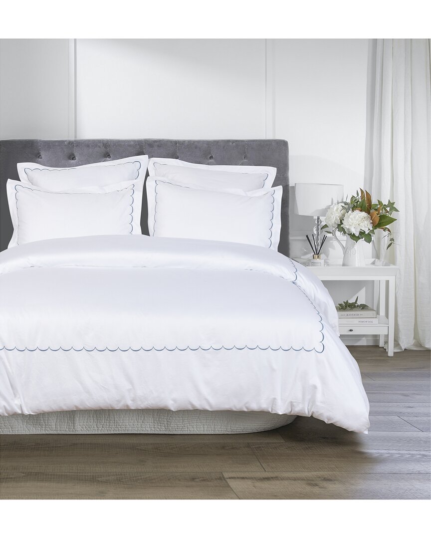 Melange Home T600 Scallop Embroidered Duvet Set In Blue
