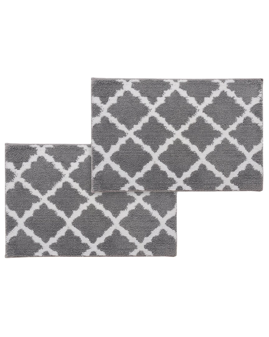 BIBB HOME BIBB HOME SET OF 2 TRELLIS MICRO SHAG BATH RUGS 