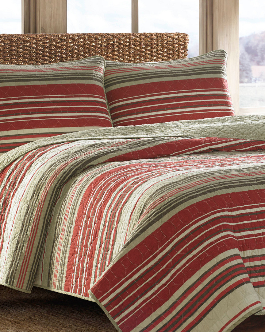 Eddie Bauer Yakima Valley Stripe Reversible Quilt Set In Multi Red