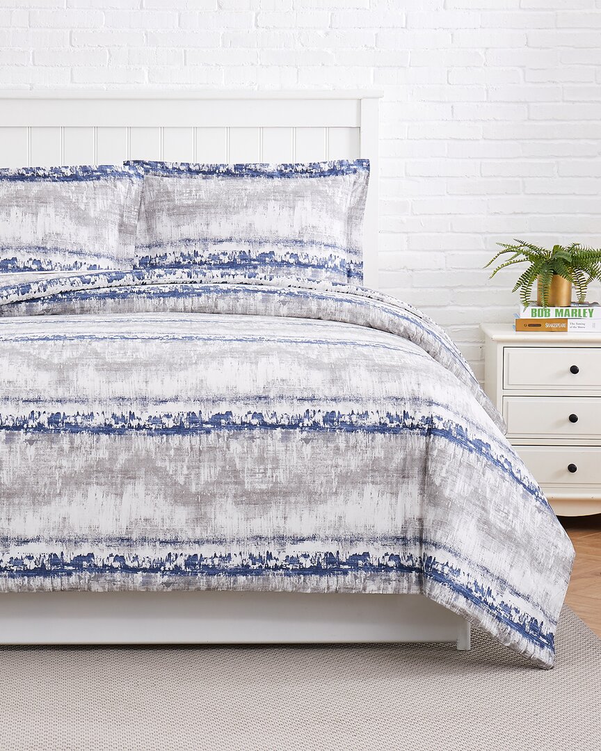South Shore Linens Abstract 300tc Sateen Duvet Cover Set In Blue