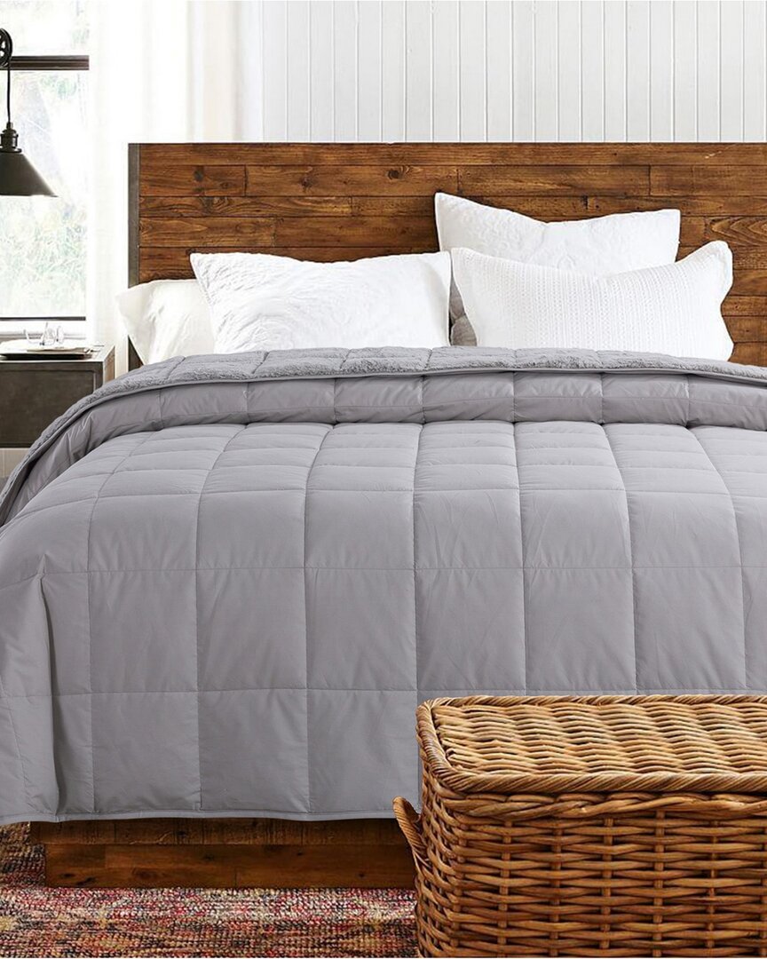 St. James Home Cozy Down Reversible Blanket In Grey