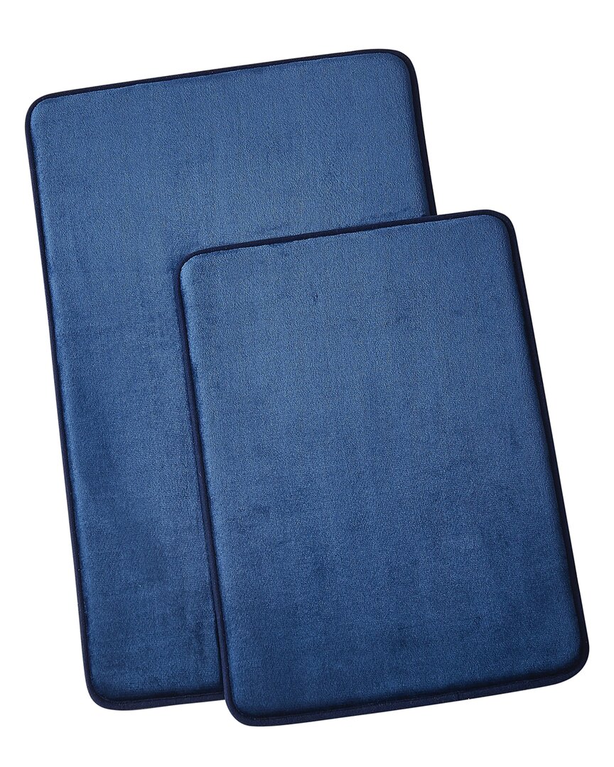 Royal Velvet Set Of 2 Signature Solid Memory Foam Bath Rugs In Blue