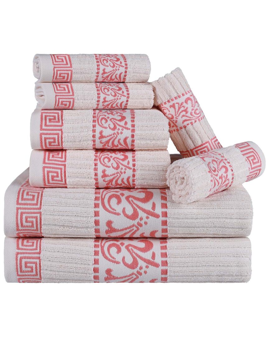 Shop Superior Athens Cotton 8pc Towel Set With Greek Scroll & Floral Pattern