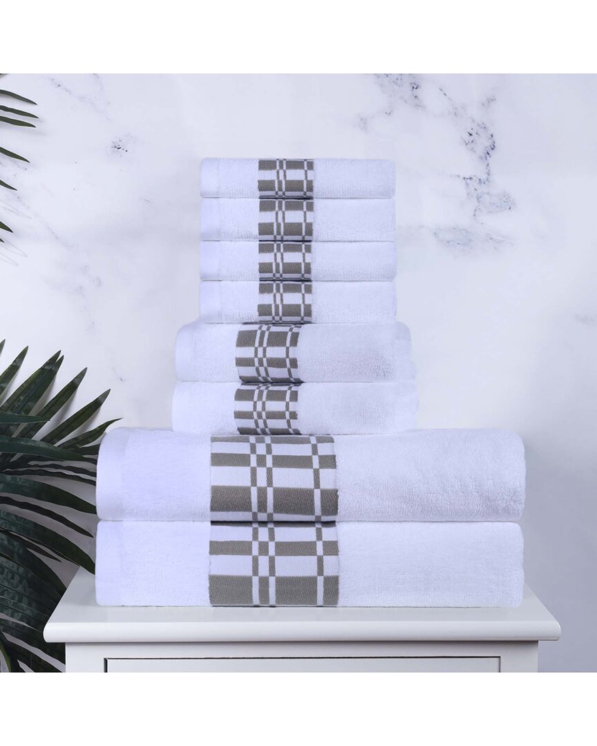 Superior Larissa Cotton 8pc Assorted Towel Set With Geometric Embroidered  Border