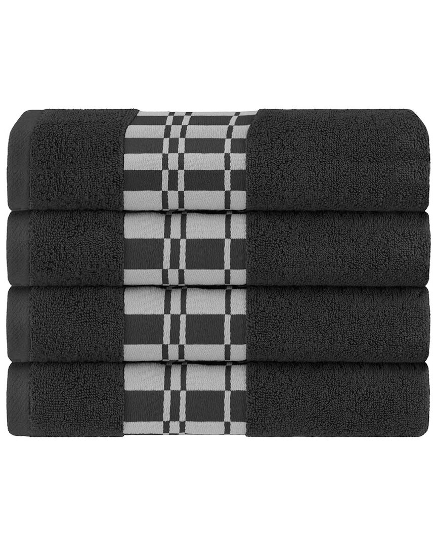 Shop Superior Larissa Cotton 4pc Bath Towel Set With Geometric Embroidered Border