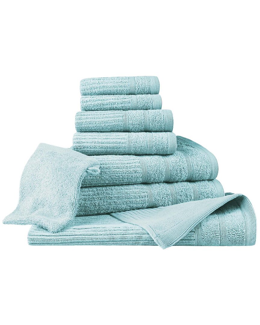 Shop Superior Egyptian Cotton Highly Absorbent Luxury Assorted 8pc Bathroom Towel  Set In Aqua